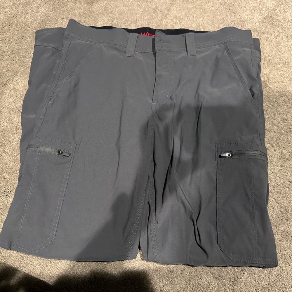 Wrangler Pants Mens 34x30 Grey Workwear Technician Cargo Stretch Nylon